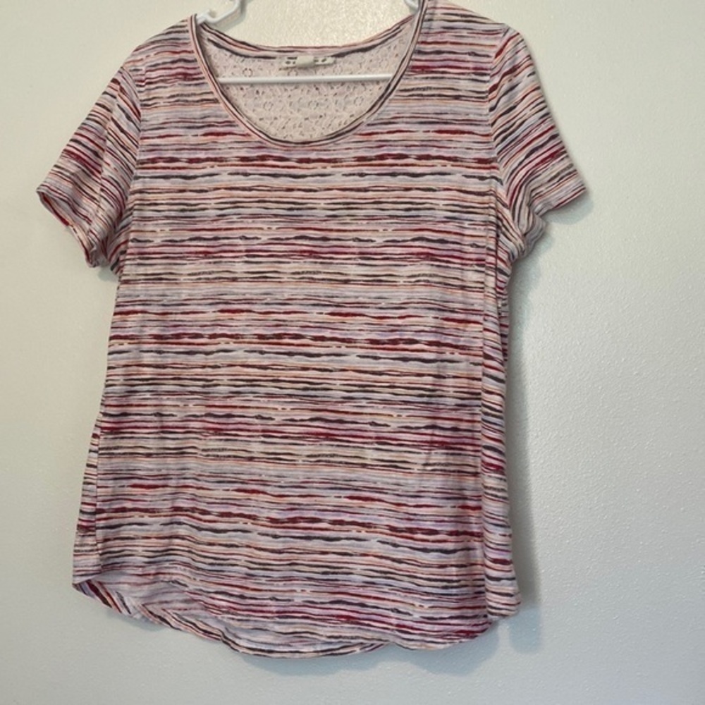 Ruff Hewn multi color stripe short sleeve 100% cotton shirt large